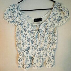 MINKPINK Floral Short Sleeve Blouse Women’s Top – Lightweight Casual